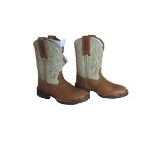 Justin Boy's Canter Jr Western Boot Square Toe Whiskey/Bone Cowhide JK7511